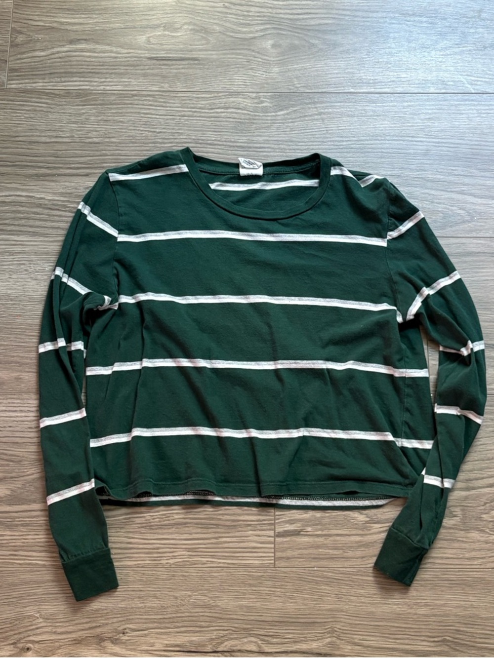 Striped Forest Green Crewneck Long-Sleeve Sweater